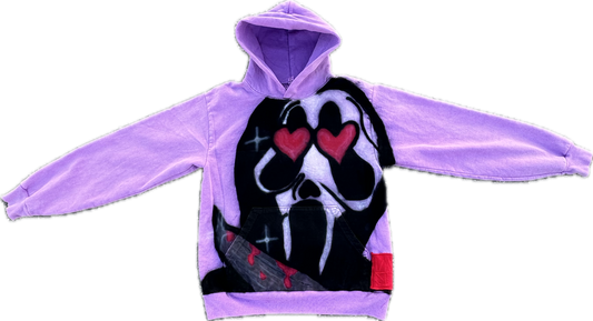 Scream Love Airbrushed “LUVORDRUGS/KAYC” 16oz hoodie SMALL